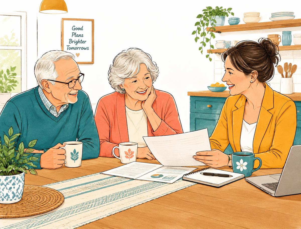 Senior couple reviewing Medicare options with an advisor